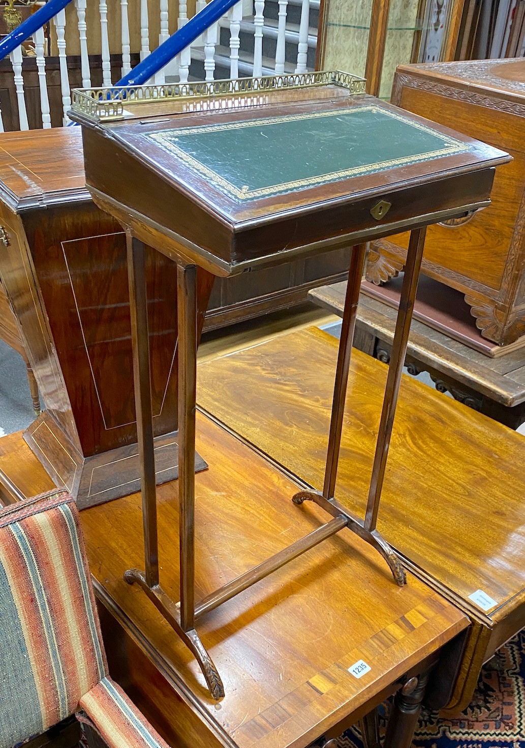 A Victorian and later writing slope, adapted, width 43cm, depth 33cm, height 80cm
